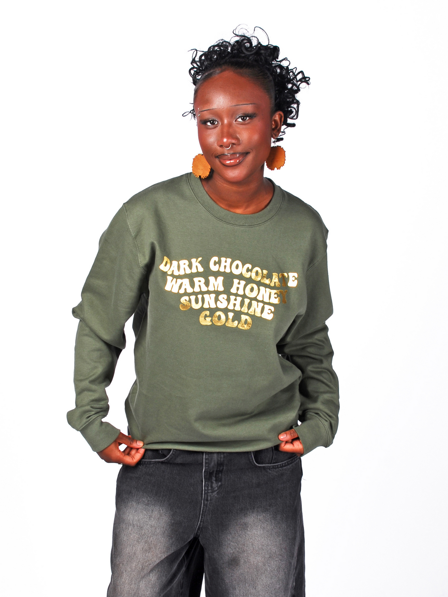 'Warm Honey' Sweater Metallic Gold & Olive Green