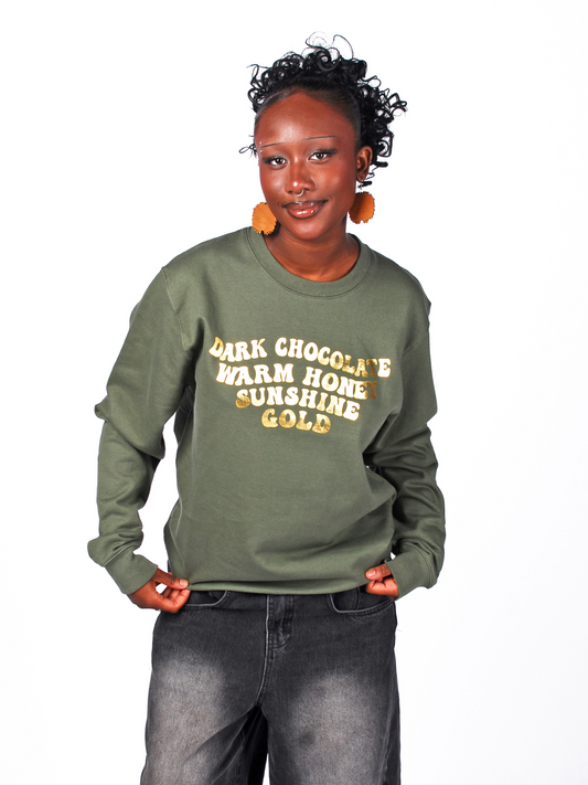 'Warm Honey' Sweater Metallic Gold & Olive Green