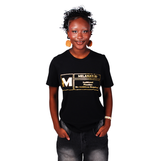 'Melanated' T-shirt Metallic Gold & Black
