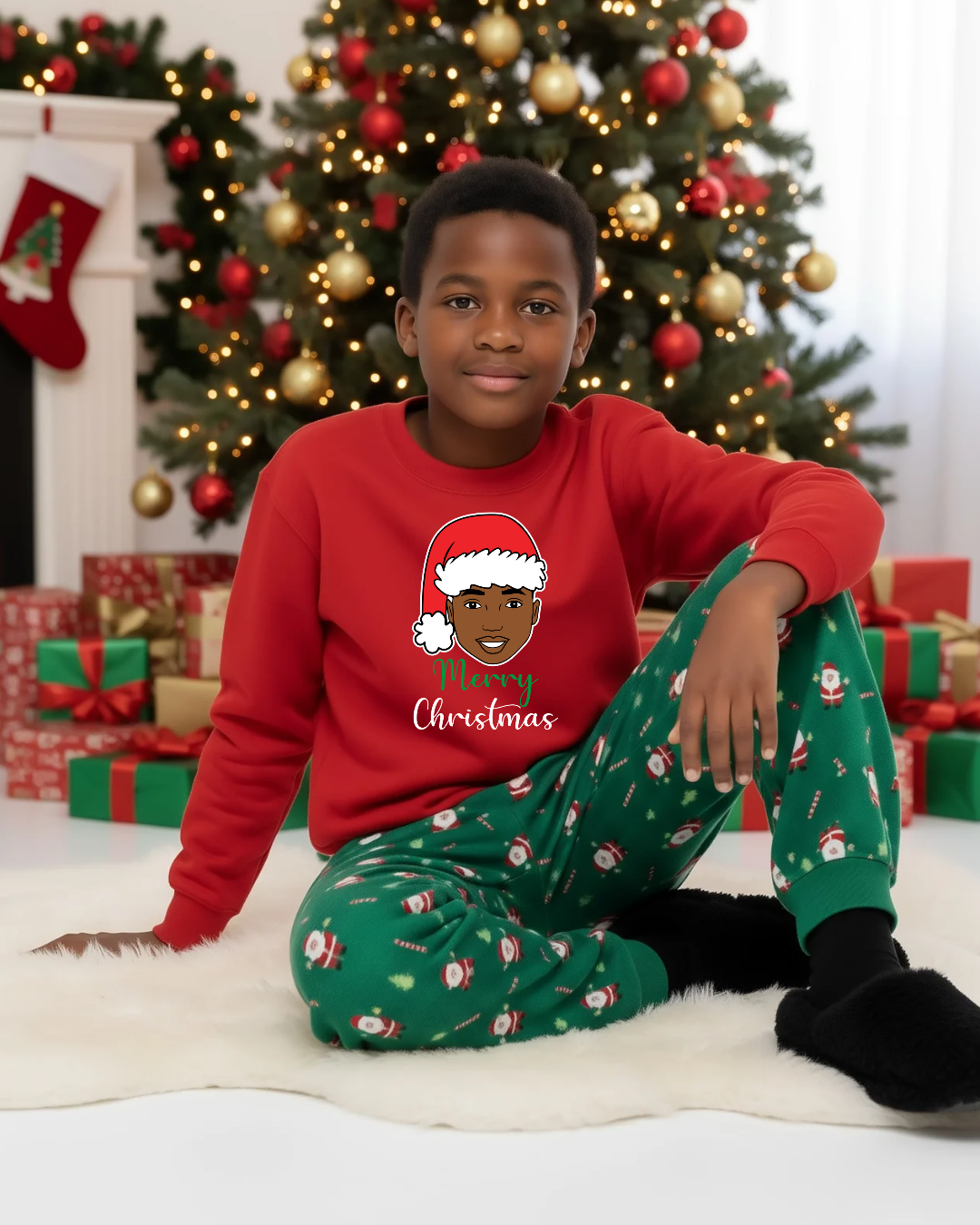 'Christmas Jumper' Boys' Black/Green/Red