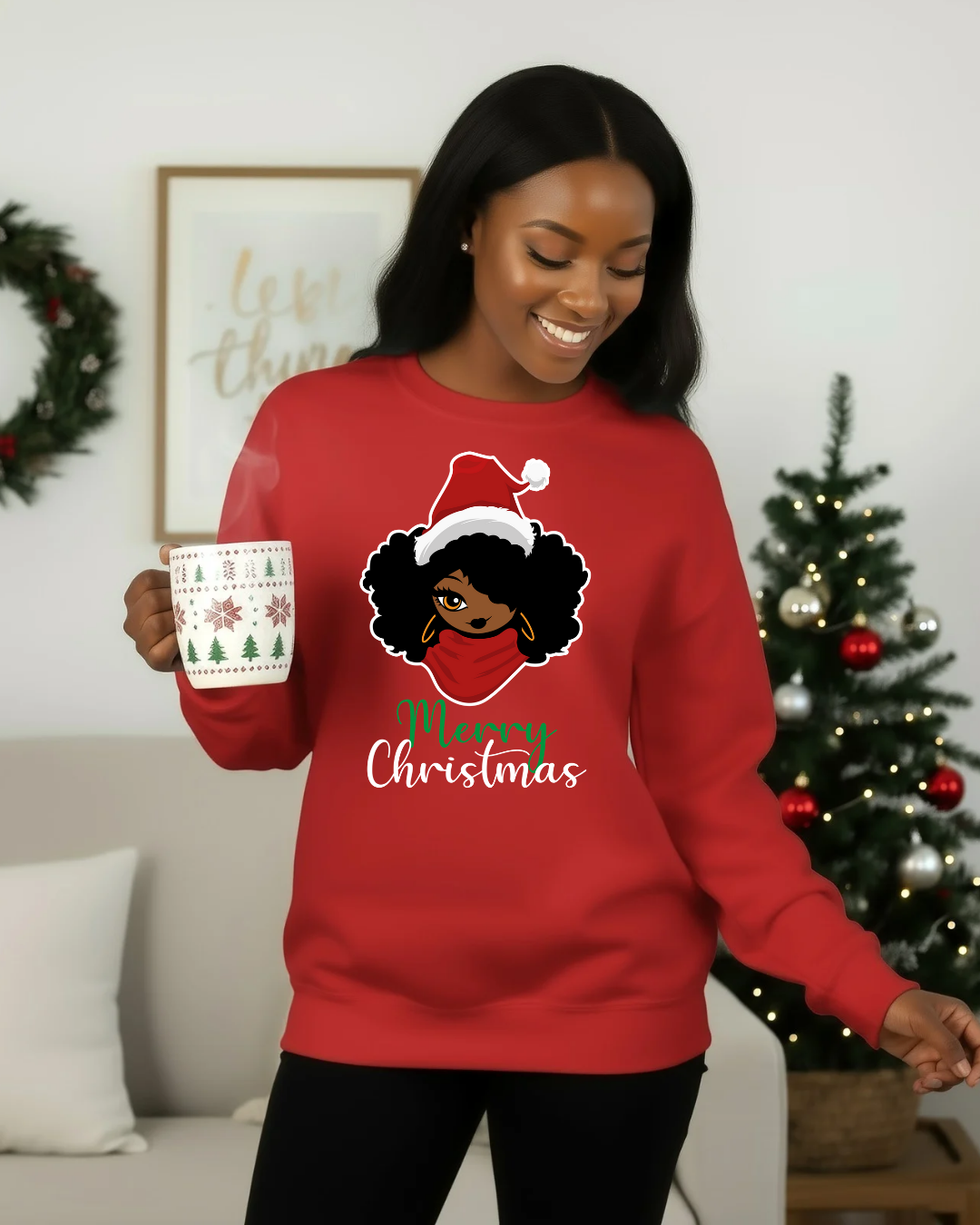 'Christmas Jumper' Women's Black/Green/Red