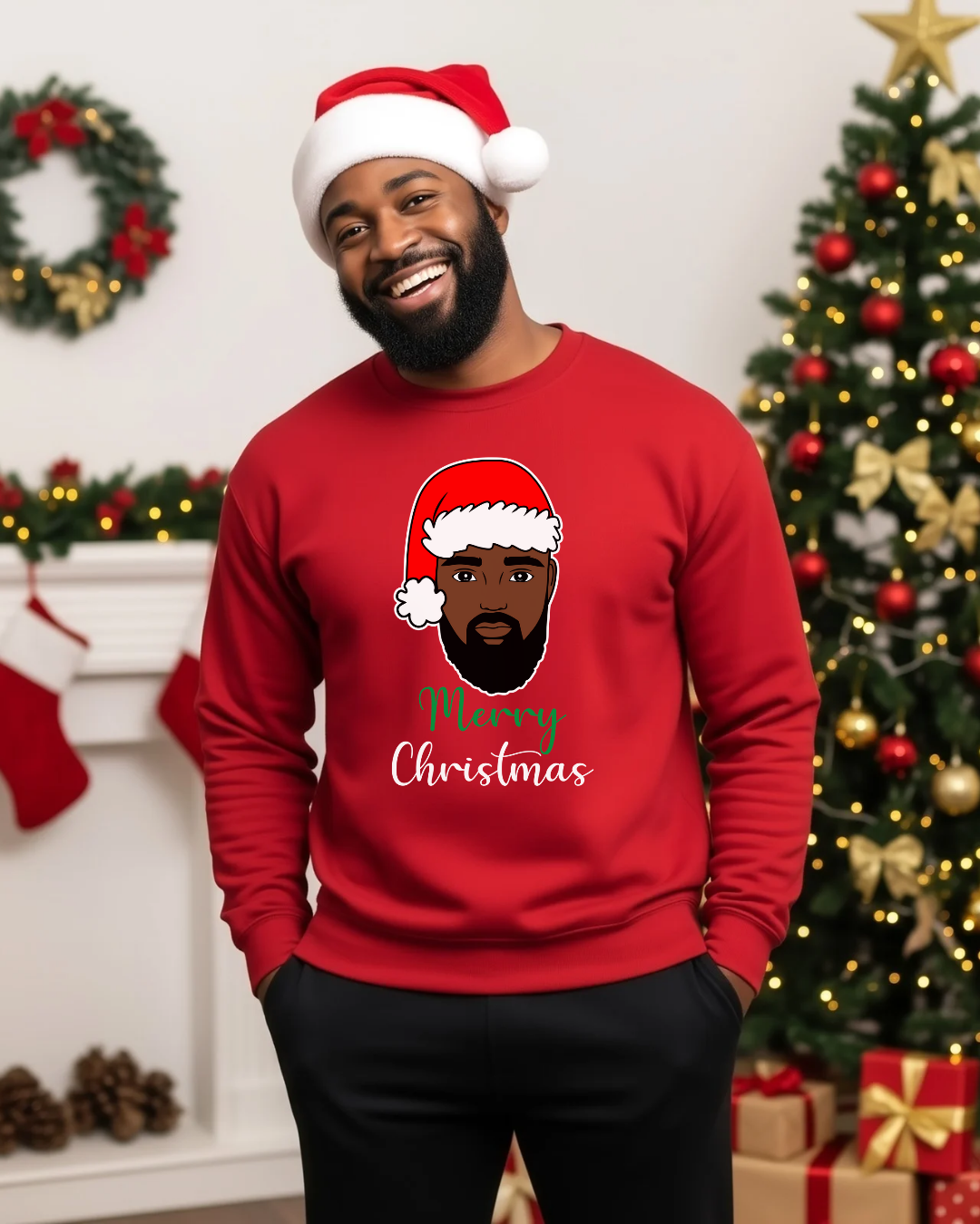 'Christmas Jumper' Men's Black/Green/Red